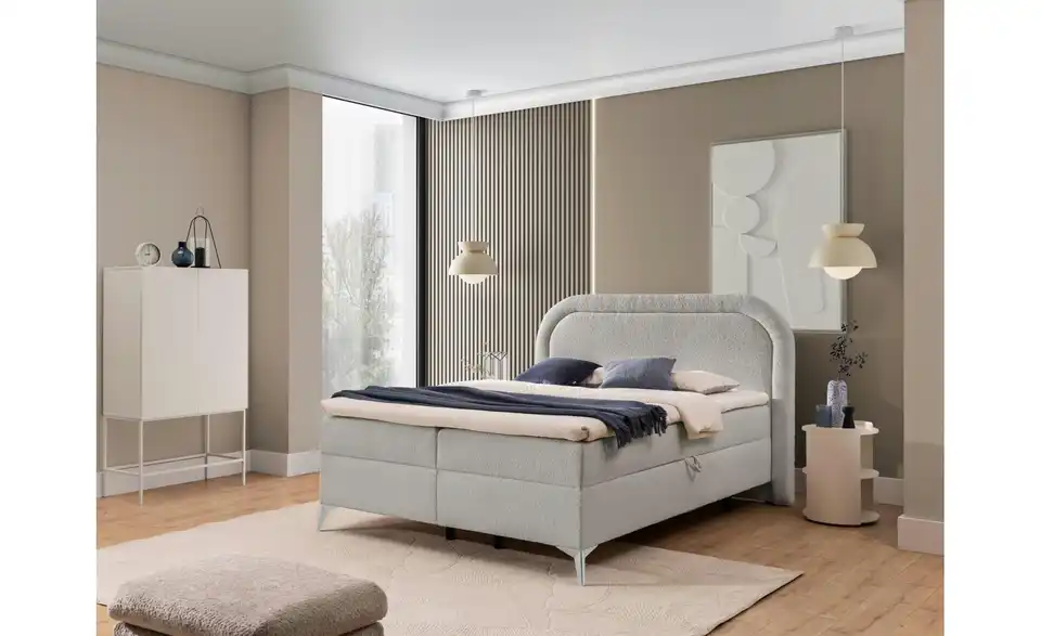 S-STYLE Boxbett Sonna mit Bettkasten, Bouclé-Stoff, in Wohnsituation