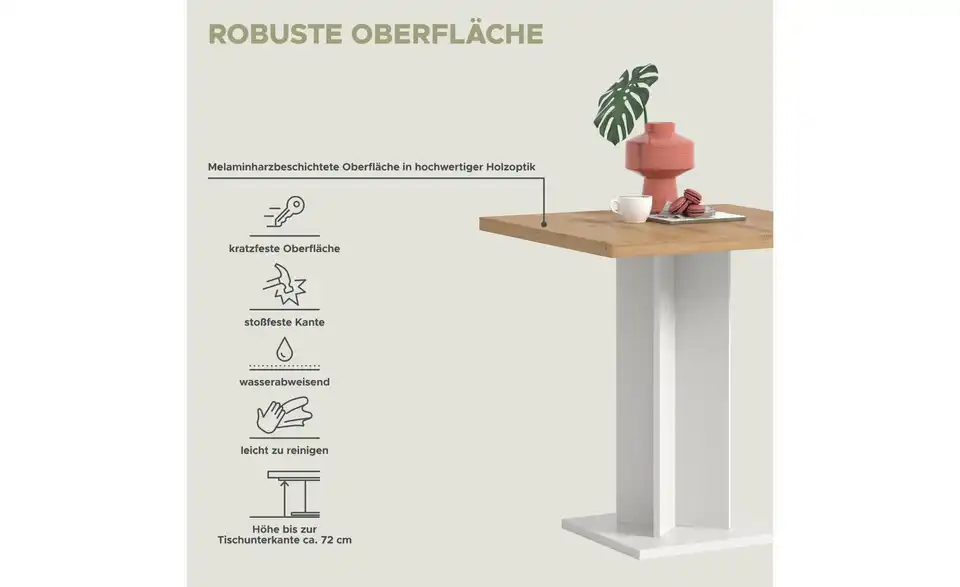 Esstisch, Bild mit Text