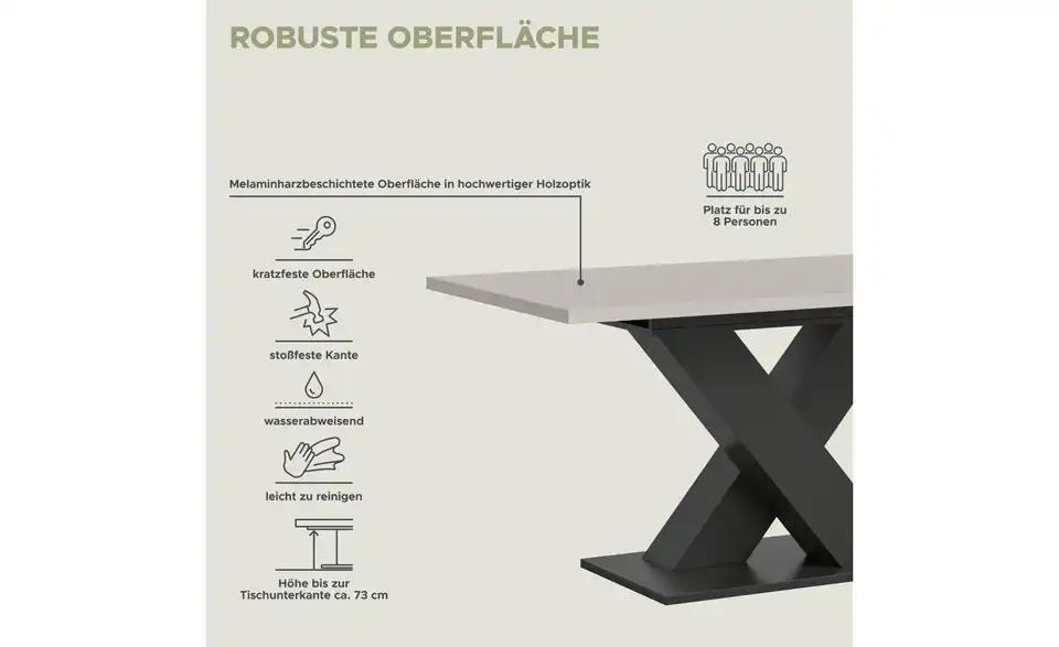 Esstisch, Bild mit Text