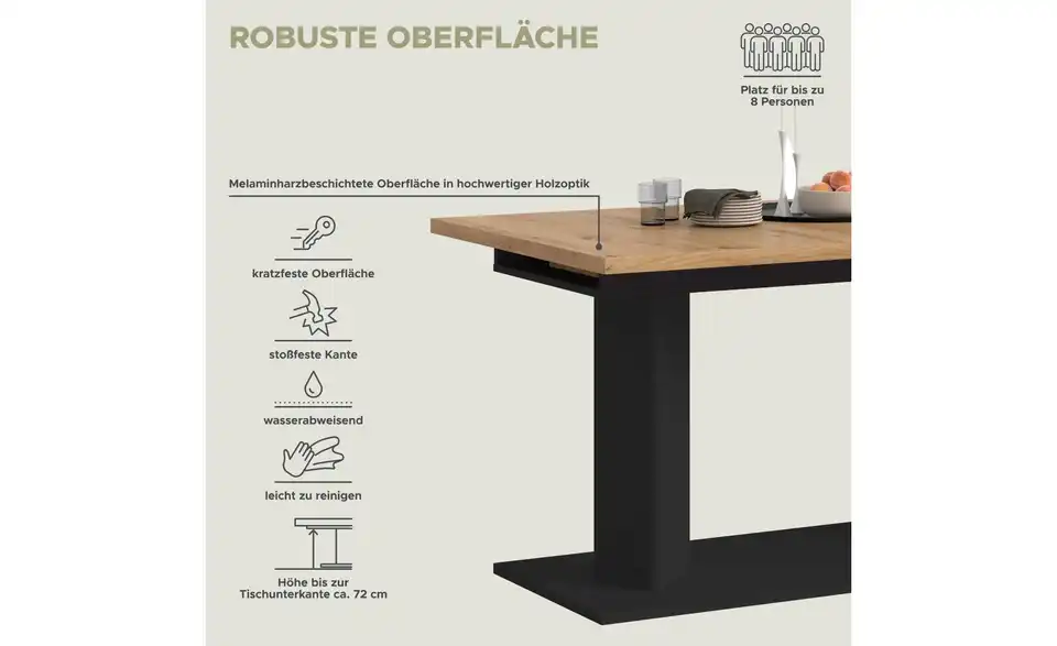 Esstisch, Bild mit Text