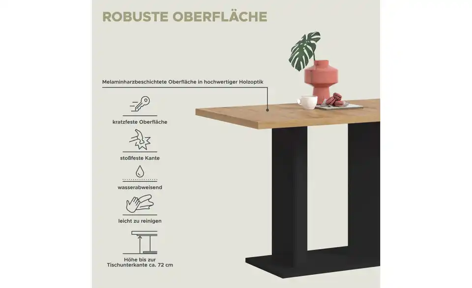 Esstisch, Bild mit Text