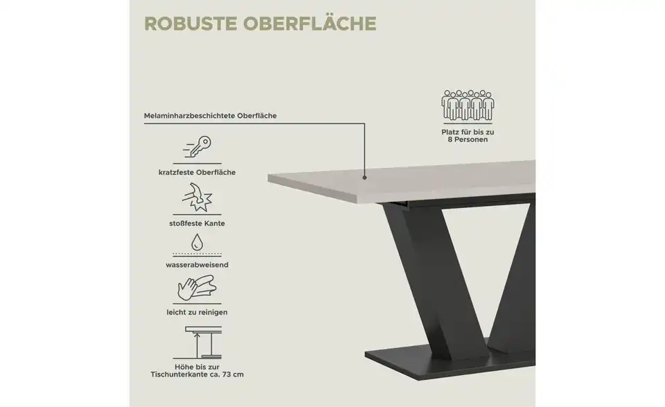 Esstisch, Bild mit Text