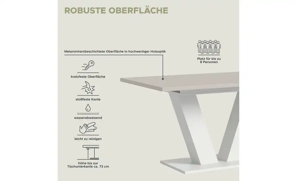 Esstisch, Bild mit Text
