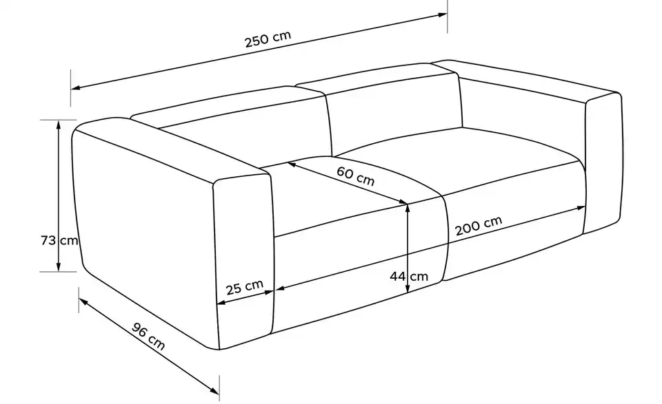 KONSIMO Einzelsofa Buffo, Bemaßung