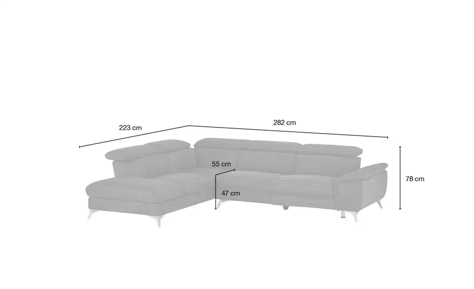 Ecksofa Danae, Bemaßung