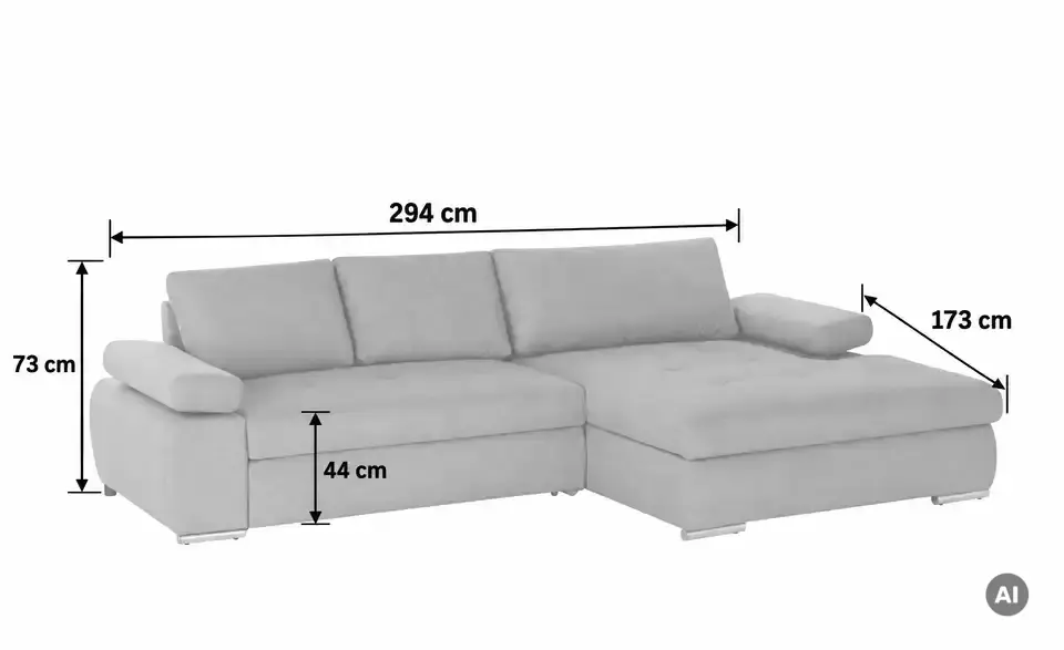 Ecksofa Ibby, Bemaßung