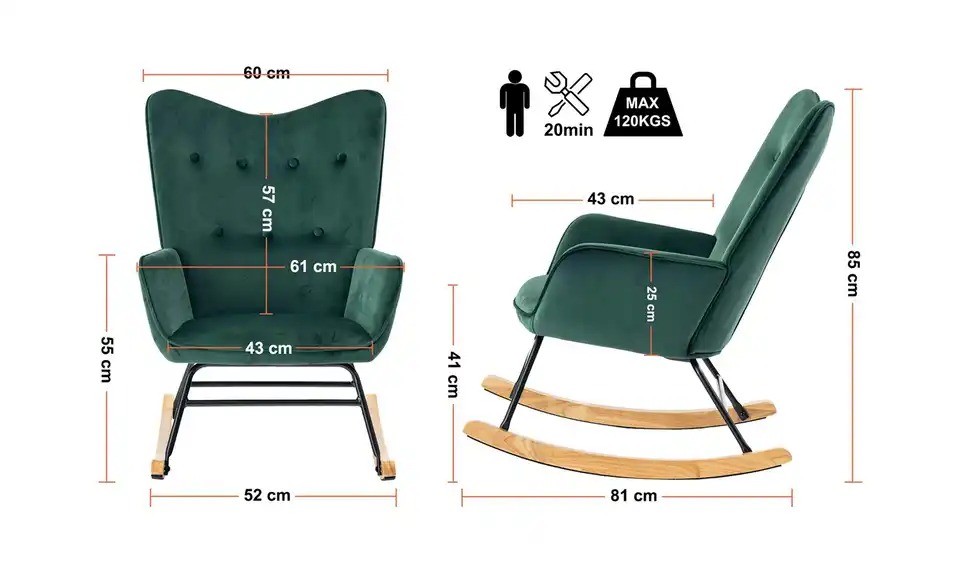 Schaukelstuhl, Bemaßung