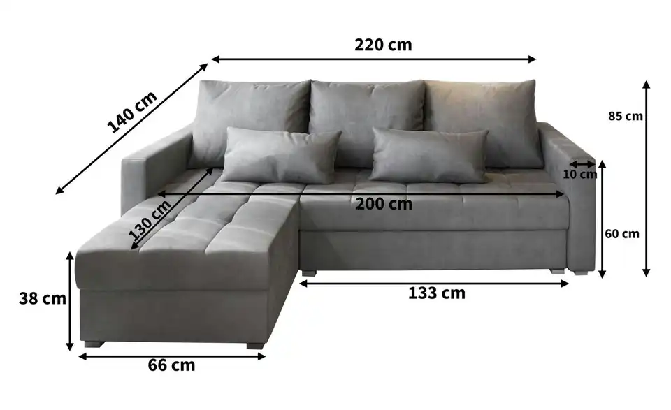 MASSENO Ecksofa, Bemaßung