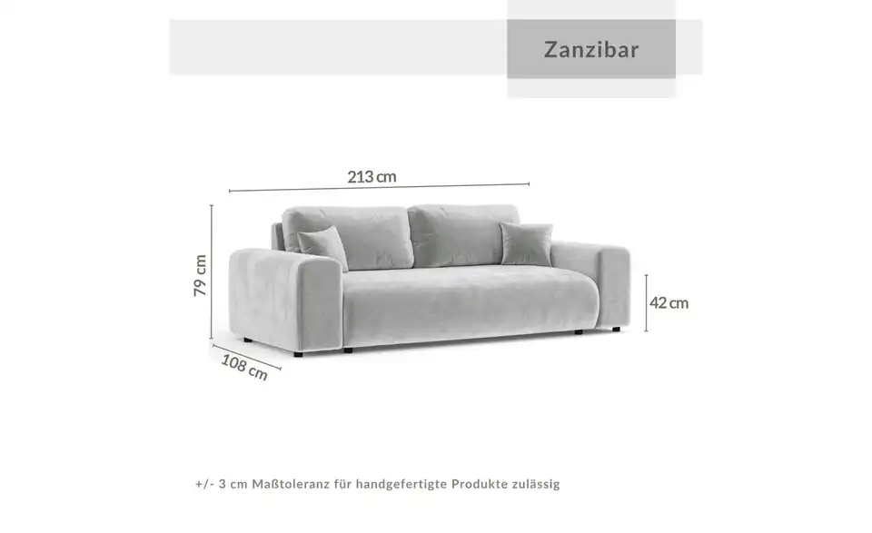 Einzelsofa Zanzibar, Bemaßung