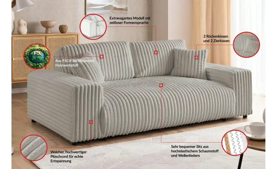 Einzelsofa, Bild mit Text