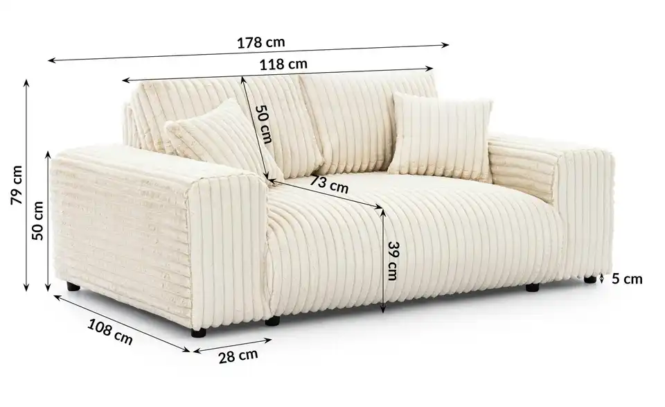 Einzelsofa, Bemaßung