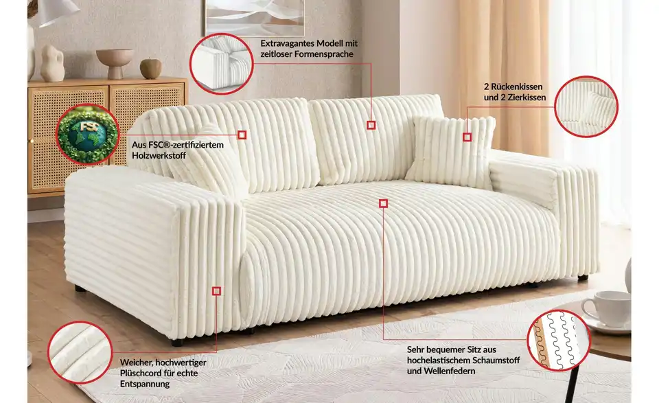 Einzelsofa, Bild mit Text