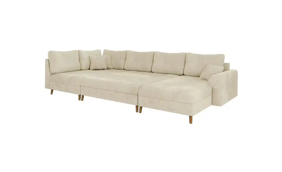 Wohnlandschaft mit Hocker, Bild mit Text