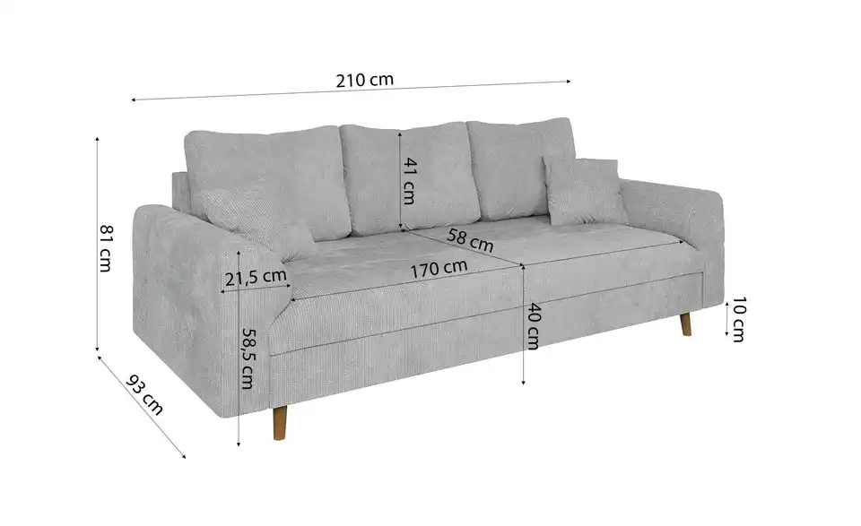 Einzelsofa, Bemaßung