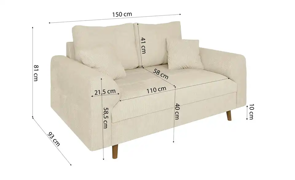 Einzelsofa, Bemaßung