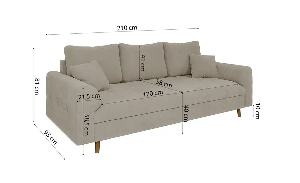 Einzelsofa, Bemaßung