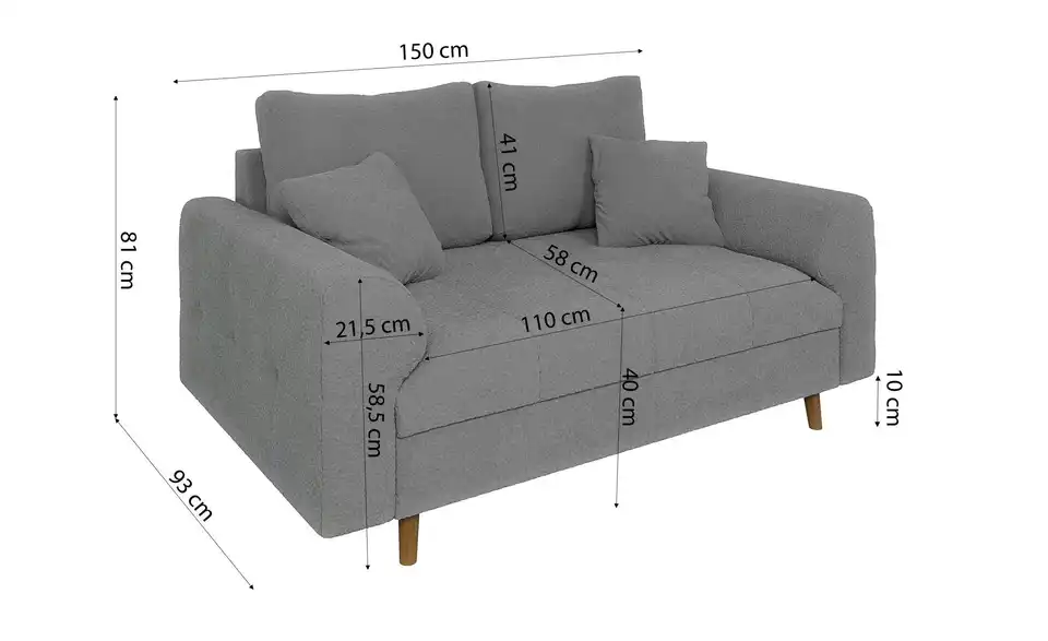 Einzelsofa, Bemaßung
