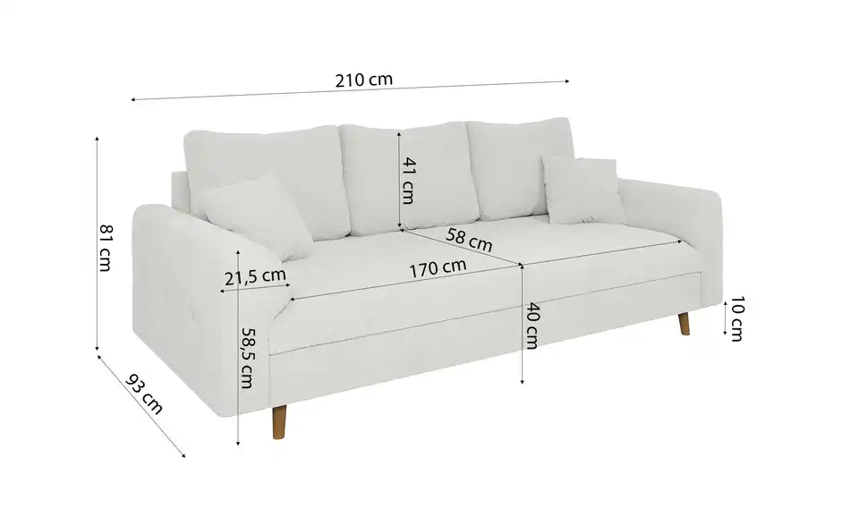 Einzelsofa, Bemaßung