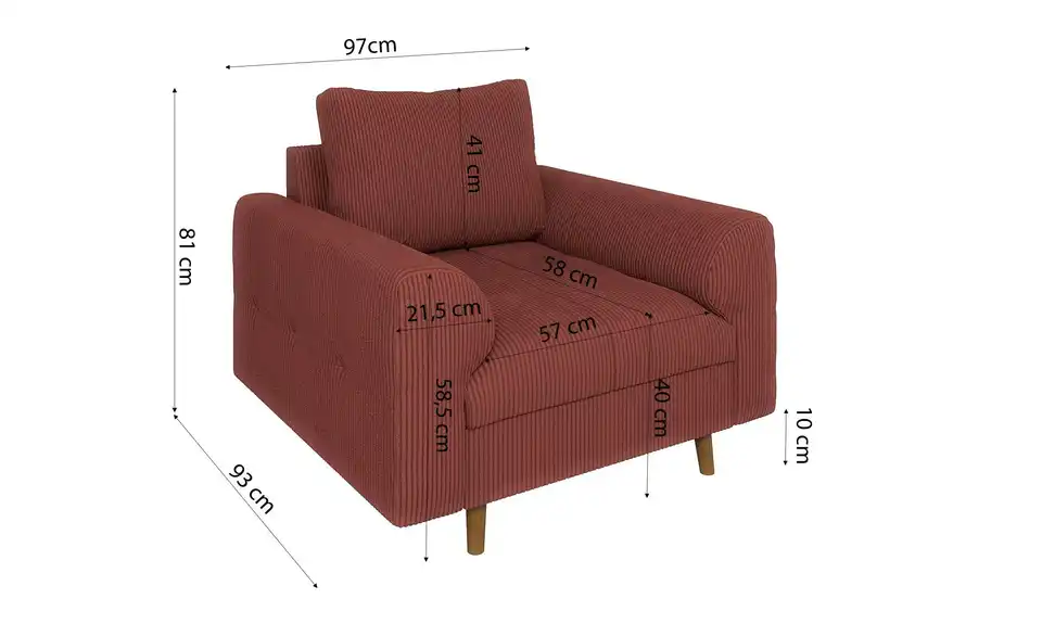 S-STYLE Sessel Maya, Bemaßung