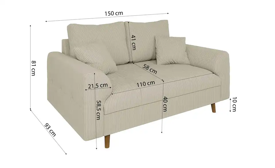 Einzelsofa, Bemaßung