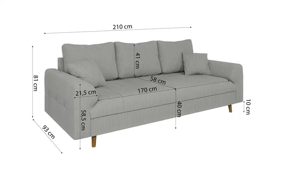 Einzelsofa, Bemaßung