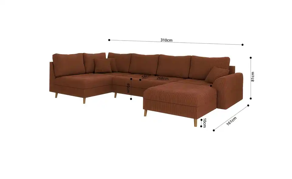 S-STYLE Wohnlandschaft Maya, Bemaßung