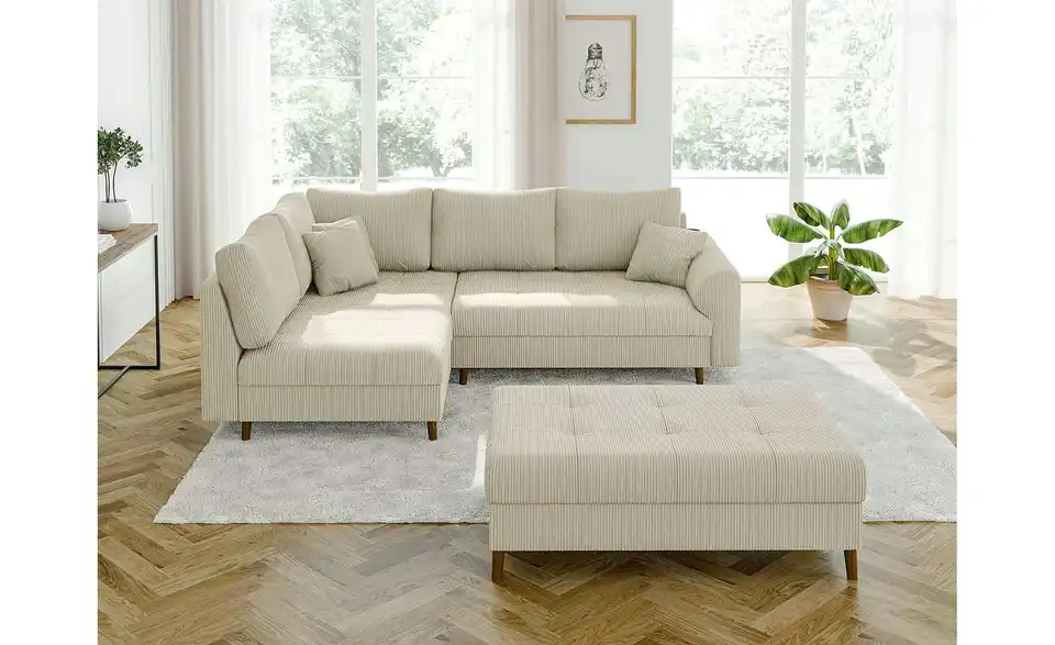 S-STYLE Ecksofa mit Hocker Maya, in Wohnsituation