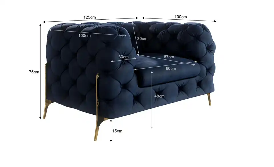 Chesterfield Sessel, Bemaßung