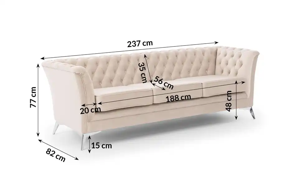 Einzelsofa, Bemaßung