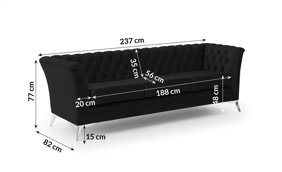 Einzelsofa, Bemaßung