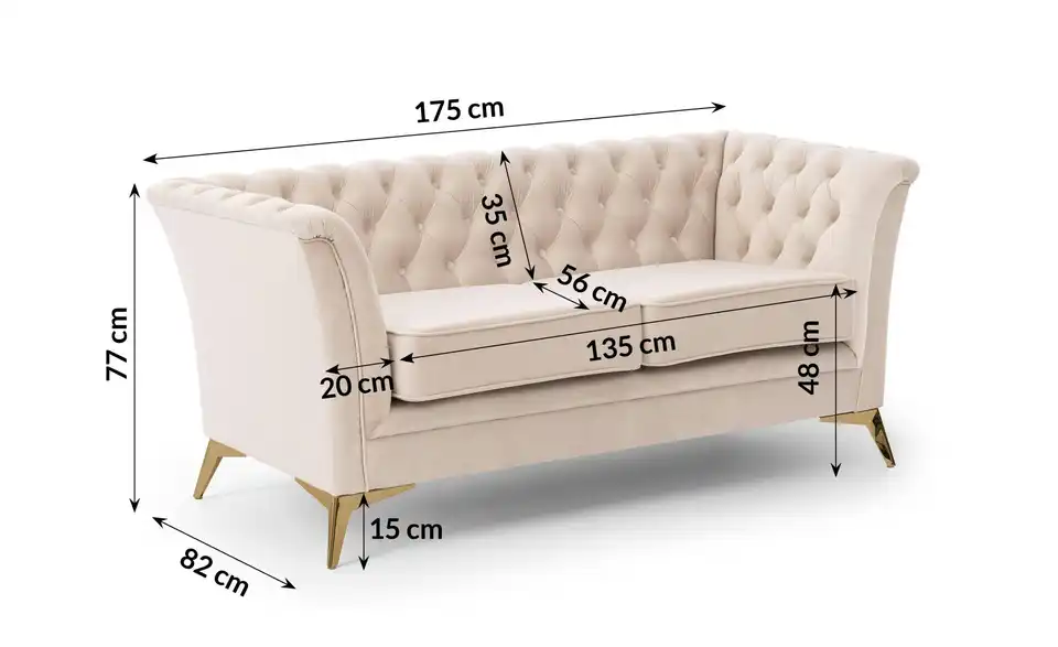 Einzelsofa, Bemaßung