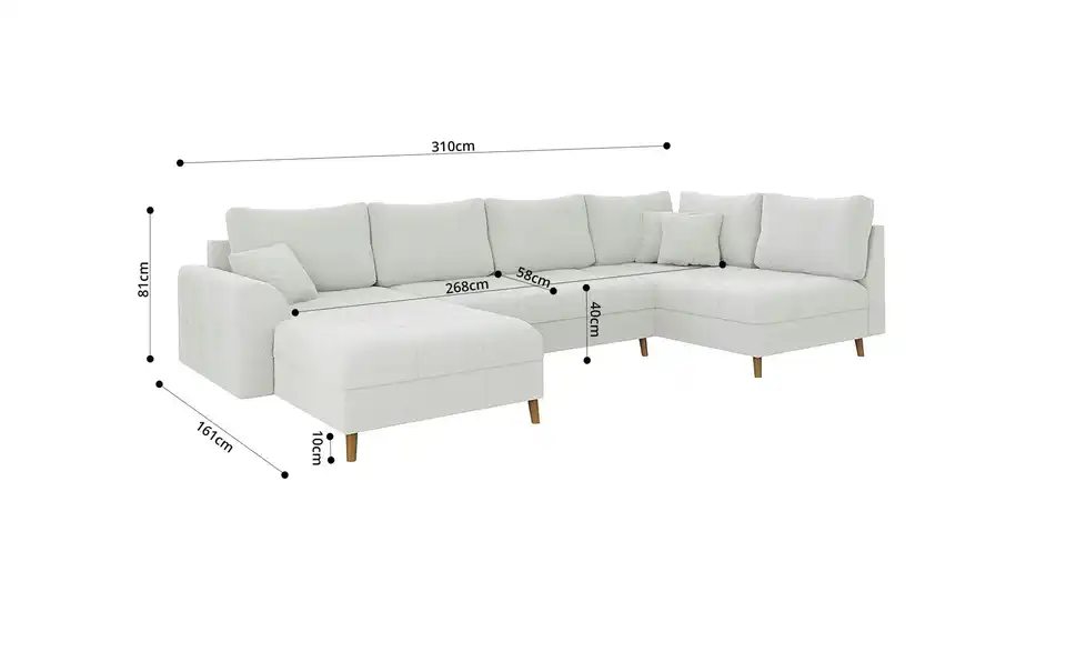 S-STYLE Wohnlandschaft Lars, Bemaßung