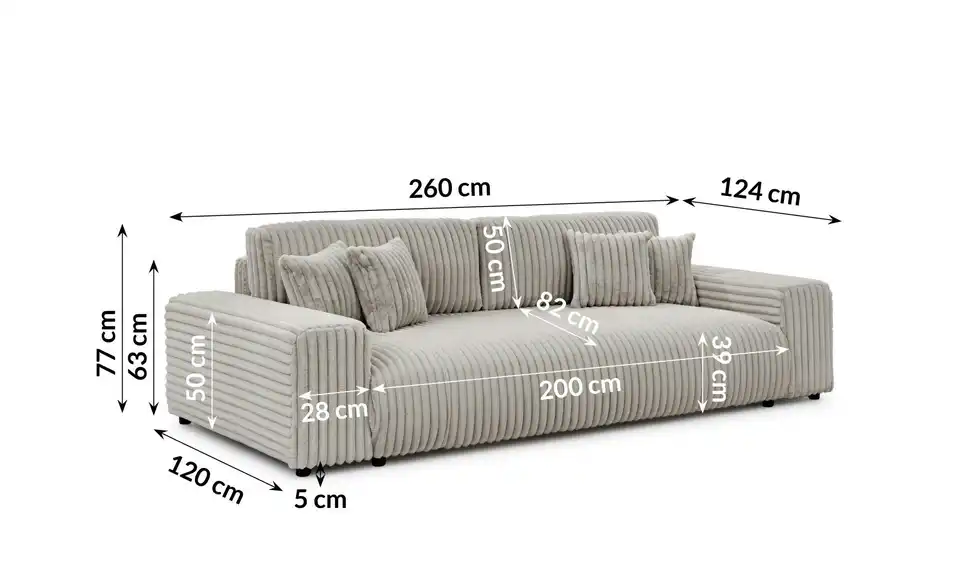 Schlafsofa, Bemaßung