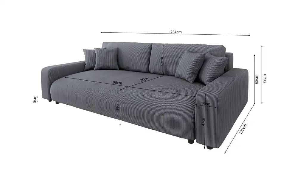 Einzelsofa, Bemaßung