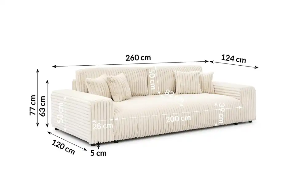 Schlafsofa, Bemaßung