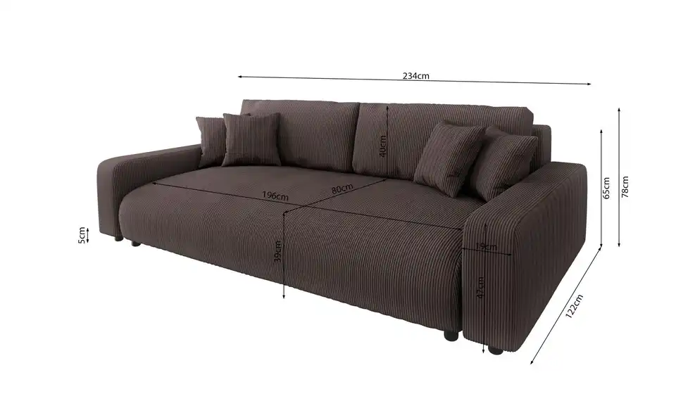 Einzelsofa, Bemaßung