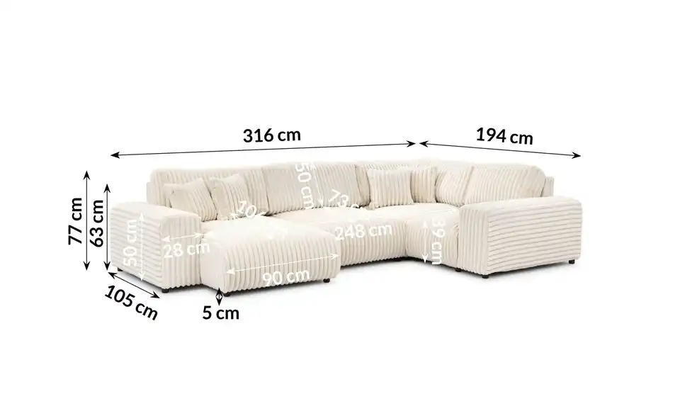 Wohnlandschaft XXL, Bemaßung