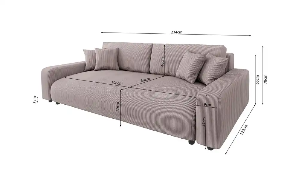 Einzelsofa, Bemaßung