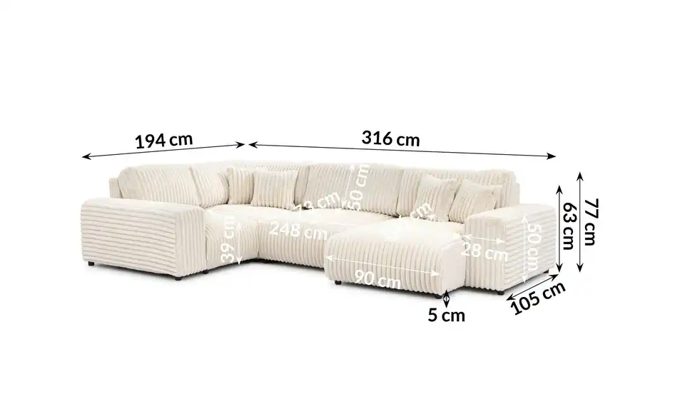 Wohnlandschaft XXL, Bemaßung