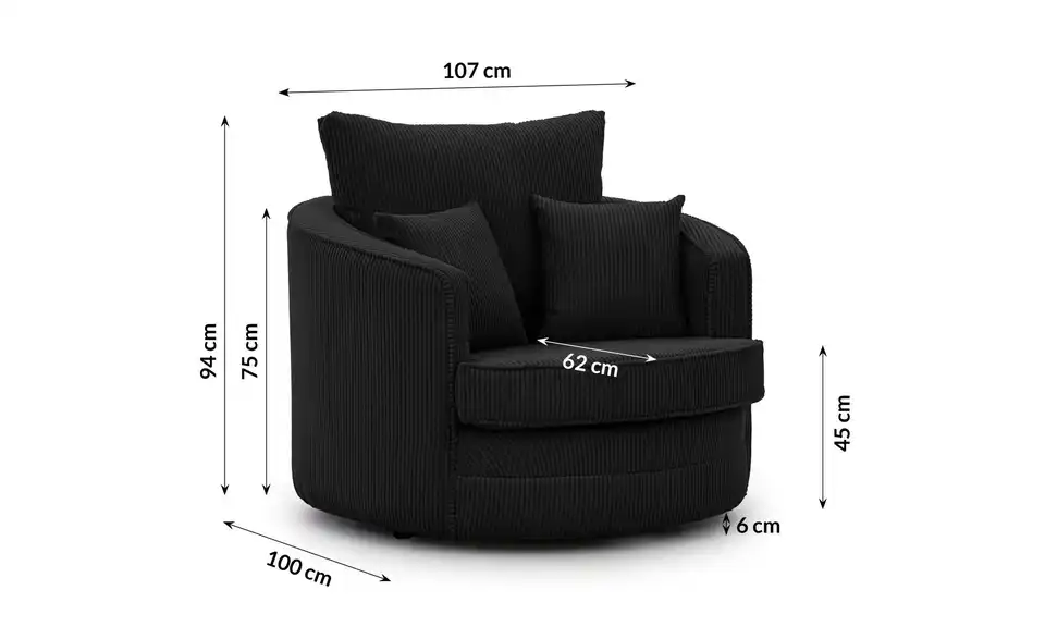 Drehsessel, Bemaßung