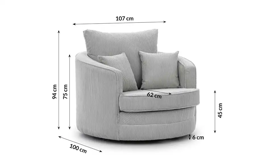 Drehsessel, Bemaßung