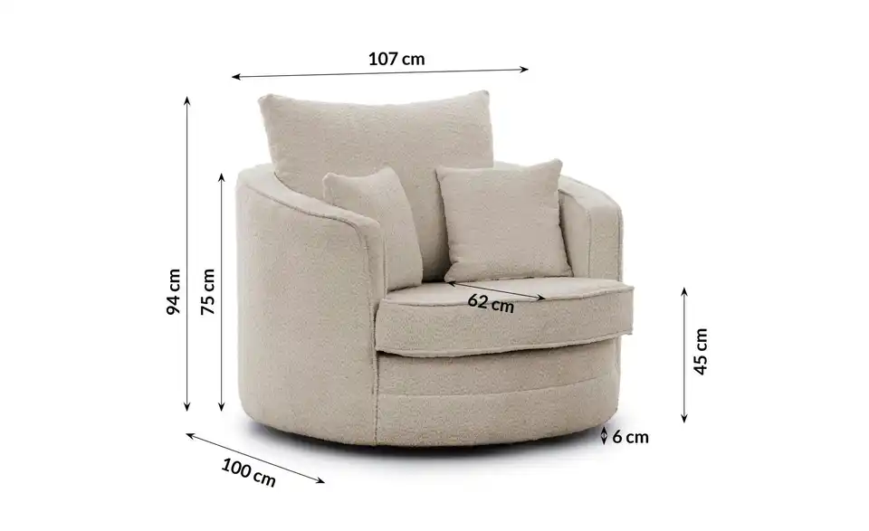 Drehsessel, Bemaßung