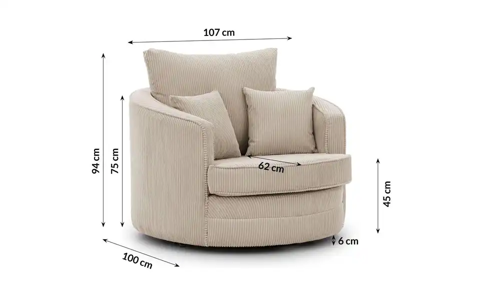 Drehsessel, Bemaßung