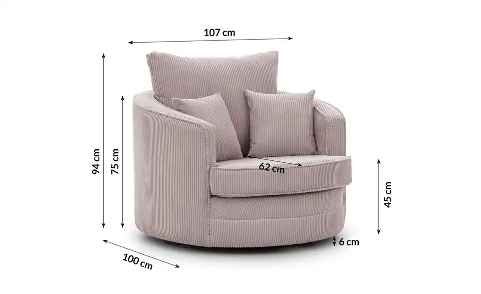 Drehsessel, Bemaßung