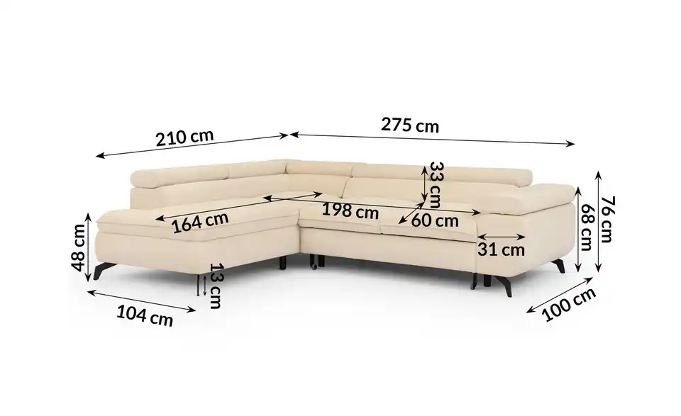 S-STYLE Ecksofa Bonnie, Bemaßung