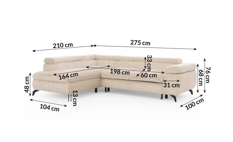 S-STYLE Ecksofa Bonnie, Bemaßung