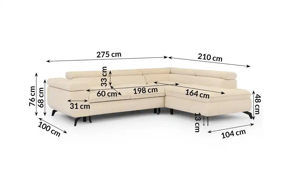 S-STYLE Ecksofa Bonnie, Bemaßung