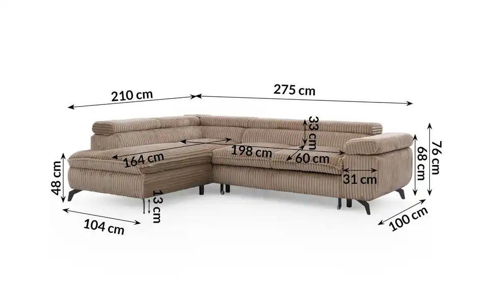 S-STYLE Ecksofa Bonnie, Bemaßung