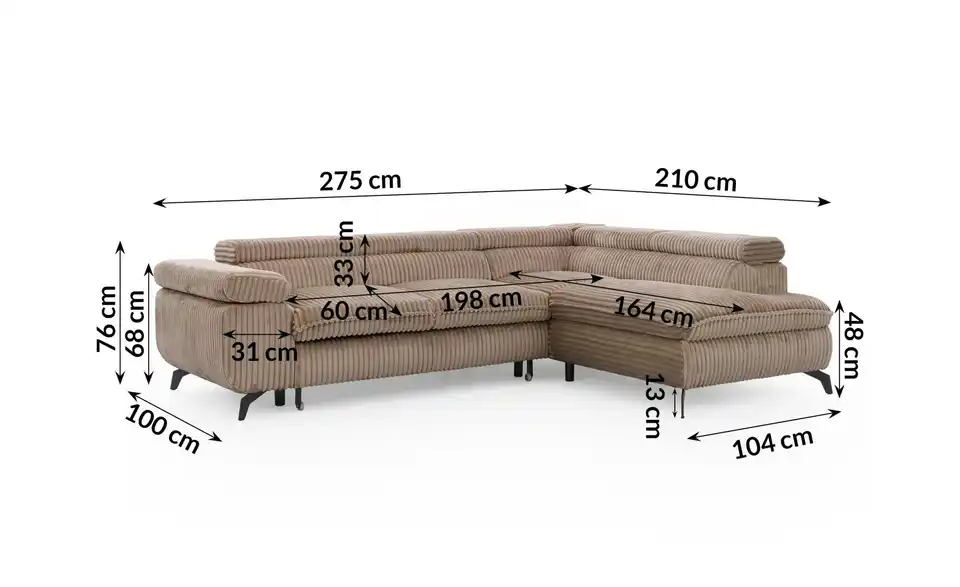 S-STYLE Ecksofa Bonnie, Bemaßung