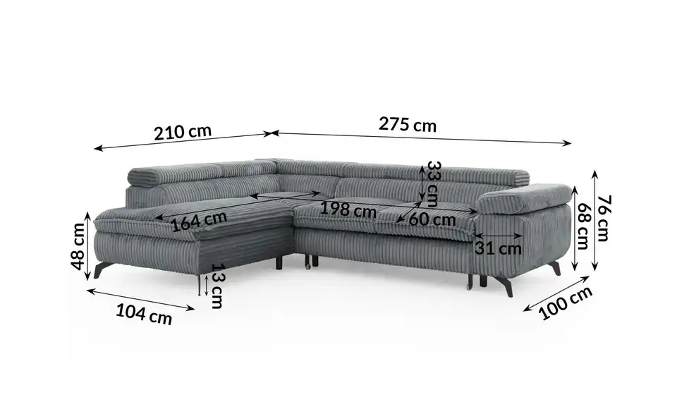S-STYLE Ecksofa Bonnie, Bemaßung
